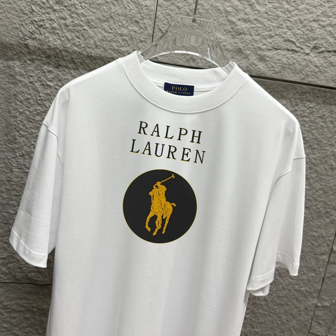 🅿️180 Polo* Ralph Lauren 2025 spring and summer new style Classic letter pony print custom double yarn plain cotton fabric short-sleeved T-shirt for men and women Color: black white Size: S (90-130 pounds) M (120-150 pounds) L (140-165 pounds) XL (160-180 pounds) XXL (180-210 pounds)